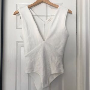 Textured white bodysuit